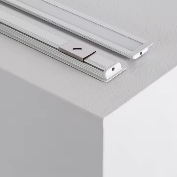 Ledkia Perfil de Aluminio Empotrable 1m para Tiras LED hasta 10 mm  Tapa Traslúcida - 1