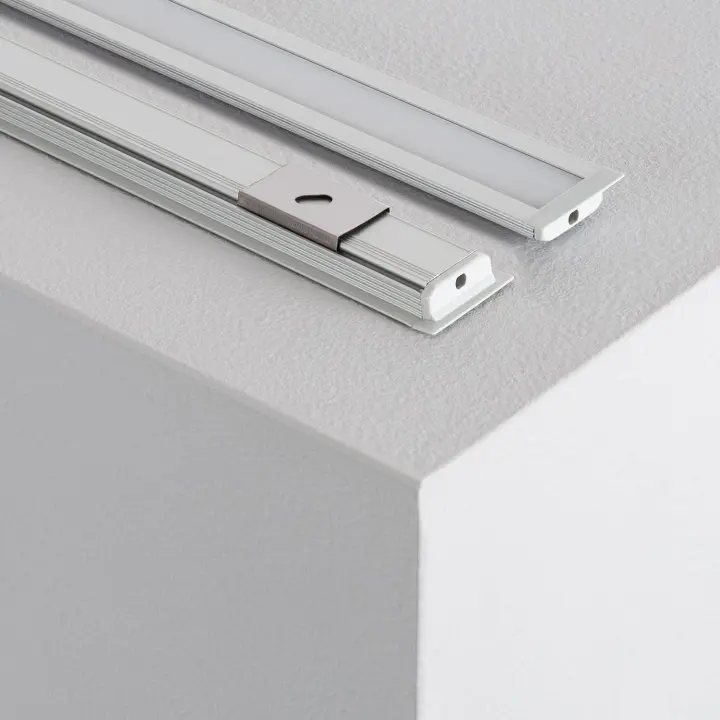 Ledkia Perfil de Aluminio Empotrable 1m para Tiras LED hasta 10 mm  Tapa Traslúcida - 1