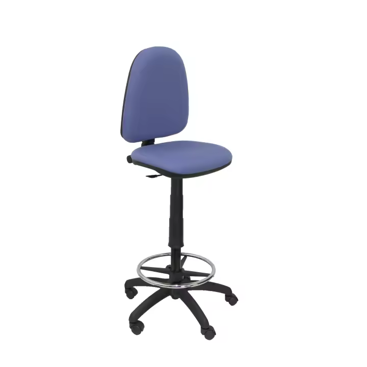 Piqueras Y Crespo Taburete Ergonómico Regulable en Altura con Aro Reposapiés Cromado BALI Azul Claro - 1
