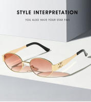 Gafas De Sol Ellipticas 9521 Con Montura De Metal Estilo Europeo Y Americano Tendencia Ins Gafas De Moda Para Hombre Y Mujer - details 0