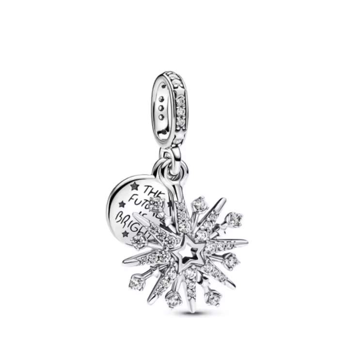 PANDORA  Colgante Dream con brillo, estrella hueca grabada, cuentas DIY 793512C01 - 1