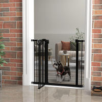 PawHut Barrera de seguridad para Perros Extensible 74-94 cm, para Puertas y Escaleras, Barrera para Perros con Extensión 14 cm, Montaje a Presión y Doble Bloqueo, Negro - details 1