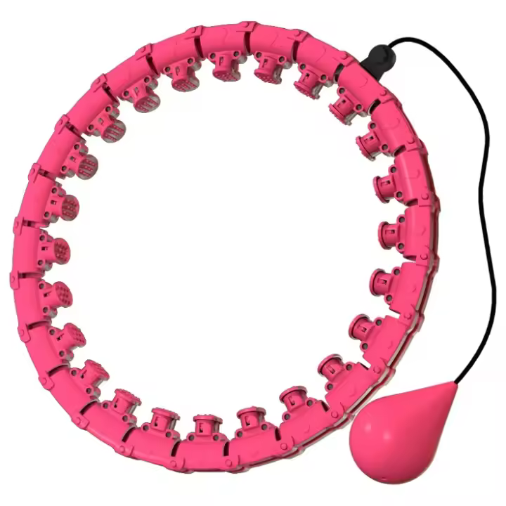 BIT Aro Fitness con Cabeza de Masaje, Aro deportiva Adulto Desmontable, Fitness Ancho Ajustable, para Deportes, Gimnasio y Ejercicios. Nuevo modelo quema grasa giratorio, ROSA - 1