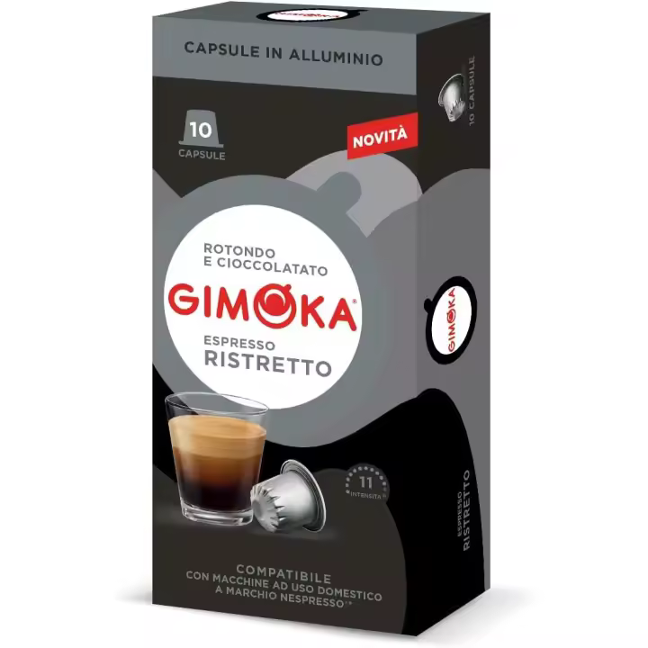 Cápsulas Aluminio - Compatible Para Nespresso Gimoka - 10 Cápsulas - Sabor RISTRETTO - Resistencia 11 - Made In Italy - 1