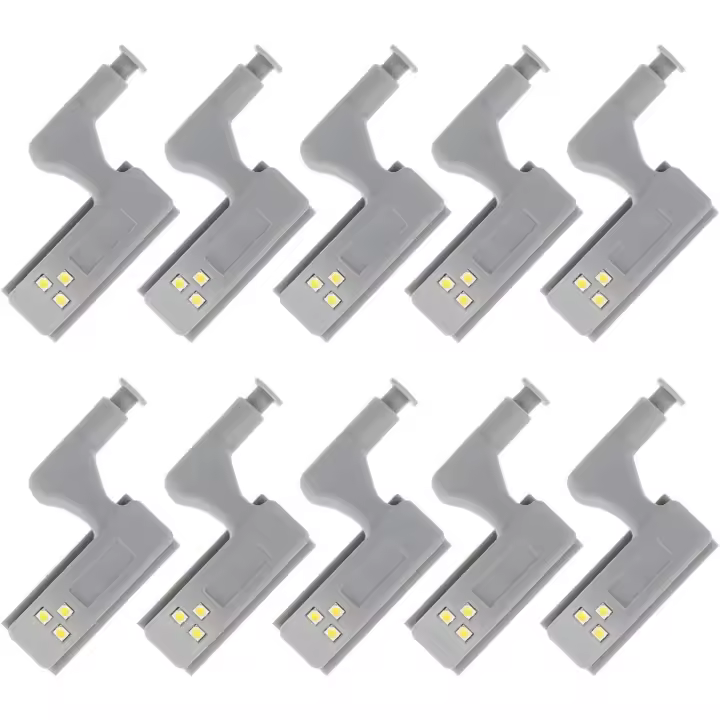 10 piezas de luz LED con sensor de bisagra universal para armarios, armarios, guardarropas, luces nocturnas - 1