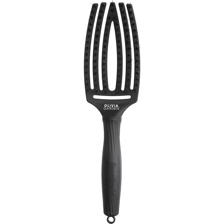 Olivia Garden Cepillo Fingerbrush Full Black Combo Medium | Tamaño Mediano en Color Negro | Care Ionic Boar & Nylon - 1