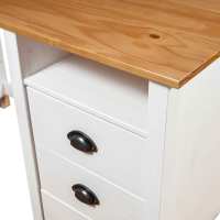 vidaXL Escritorio Hill con 3 cajones madera de pino 120x50x74 cm Blanco y marrón - details 4