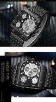 Reloj De Cuarzo Para Hombre Oulm 9315 Plata Oro Azul Zafiro 3 Zonas Horarias Militar Reloj De Pulsera De Acero Completo Marca De Lujo - details 11