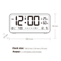 Reloj Digital Multifunción Con Ajuste De Luminosidad LED Mostrador De Cama Reloj De Alarma De Doble Modo Temperatura Y Humedad - details 2