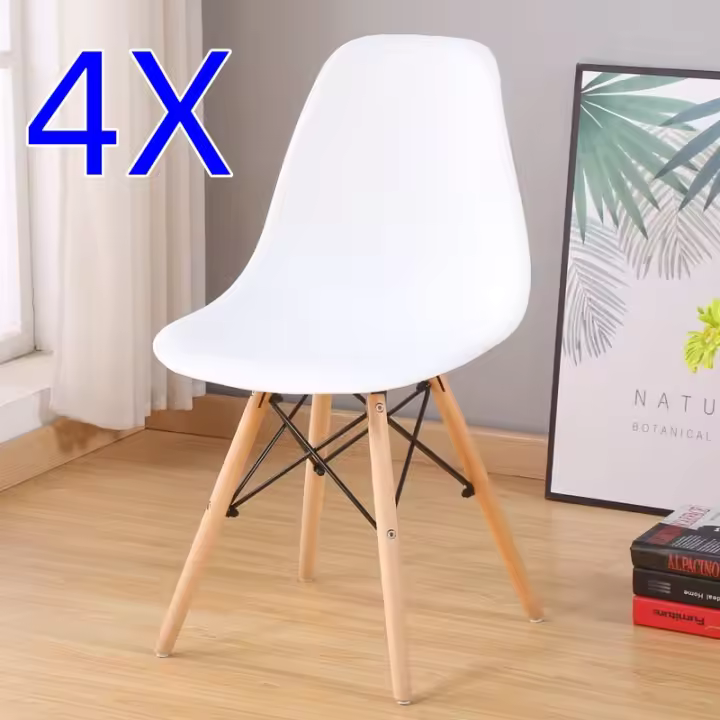 Juego de 4 sillas EMA INS con patas de madera, mueble estilo nórdico medieval, , para escritorio, comedor, dormitorio, balcón o restaurante BAR hosteleria, OFICINA Mesa de comedor nórdica cocina,NEGRO - 1
