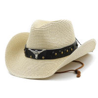 Sombrero De Vaquero Para Mujer Y Hombre Con Pico Ancho Protección Solar Moda De Paja Forma Cattleman Ajustable Sombrero Occidental Para Performance - details 4