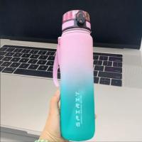 Botella Deportiva De Plástico Reutilizable Motivacional De Gran Capacidad 500ML/650ML/1000ML a Prueba De Fugas Para Viajes Al Aire Libre Y Gimnasio - details 2