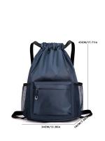 Mochila unisex azul marino de gran capacidad impermeable con cordón para ciclismo al aire libre - details 0