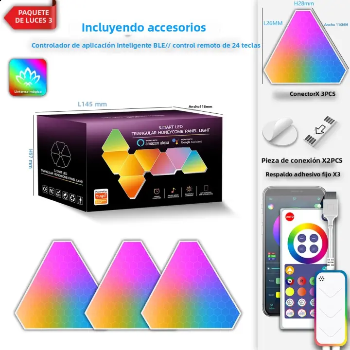 Tablero Inteligente Qiguang Luz De Noche Rítmica Musicial Luz Triangular De Quantum Atmosfera Esportiva Luz De Pared - 1