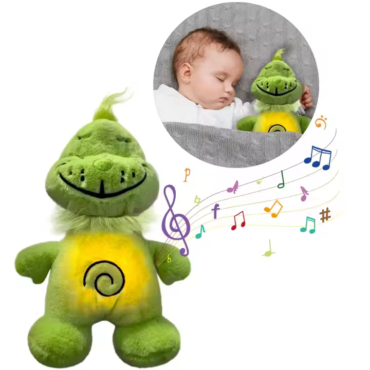 Muñeco De Peluche Grinch Navideño De 38cm Con Respiración Luz Y Música Juguete Soothing Para Bebés Regalo De Colores Verdes - 1