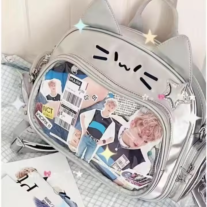 Bolso De Hombro Harajuku Jk Para Mujer Estilo College Gran Capacidad Banda Cruz De Cuero Gato Lolita Bolso Escolar - 1