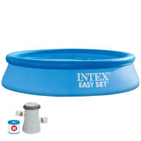 INTEX - Piscina hinchable redonda Easy Set de hasta 4 metros de diámetro, color azul, con depuradora incluida, resistente y duradera, +6 años, diseño sencillo, fácil montaje en 10 min, piscinas hinchables, piscinas familiares - details 0