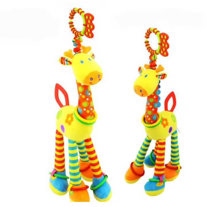 Juguete De Peluche Divertido Giraffa Chroma Campana Para Niños Colgante Para Carrito De Bebé Juguete Suave Musical Que Facilita La Prehensión En Niños Regalo Para Bebés De 0 a 24 Meses - 1
