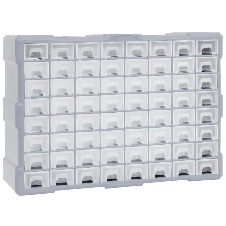 vidaXL Organizador Multicajones con 64 Cajones Herramientas Armario Taller Color Naranja y negro,  Gris, y mas - 1