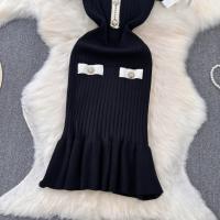 Vestido De Sirena Corto Con Mangas Y Cuello V Vintage REALEFT Para Mujer Knit De Verano Con Botones Cintura Alta Longitud De Rodilla - details 32