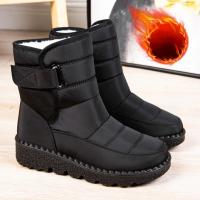 Botas De Invierno Para Mujer Antideslizantes Impermeables Con Plataforma Moda Botines De Piel De Oveja Llena Medio Tacón Botas De Mujer - details 0