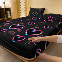 Sábana Ajustada De Corazón Geométrico Sencillo Y Moderno En Acabado Mate Sin Fundas De Almohada Para Dormitorio - details 2