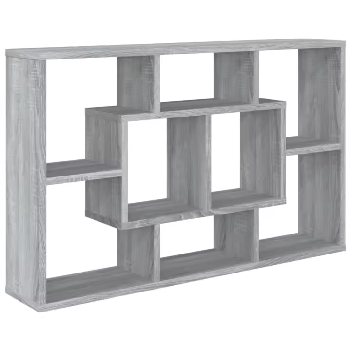 vidaXL Estantería pared madera ingeniería 85x16x52,5 cm Blanco, Negro, Roble Sonoma Mueble Almacenaje Estantería para Oficina, Estudio, Dormitorio Estantería/Librería/ mueble de Almacenamiento - 1