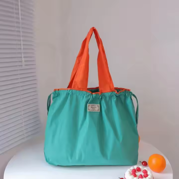 MEJORADA Bolso de Compras Grande Plegable con Cordón de Color Sólido, Tamaño 53*44CM - 1