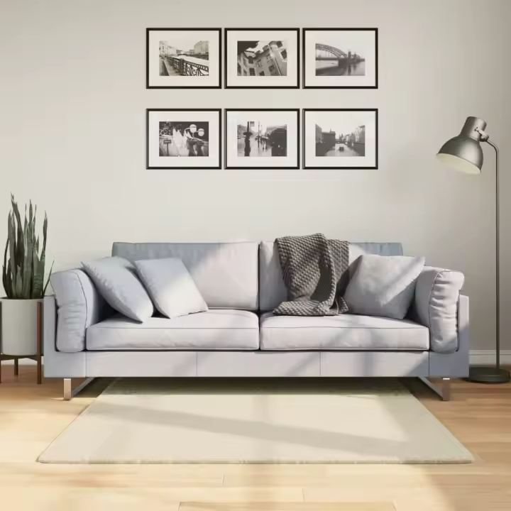 vidaXL Alfombra de pelo corto suave lavable HUARTE crema 120x120 cm - 1