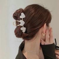 Pinza Para El Cabello De Metal Con Strass Y Perlas Corazones Grandes Para Niñas Pinza De Gran Tamaño Estilo Moda Decorativa Para Todas Las Estaciones - details 7