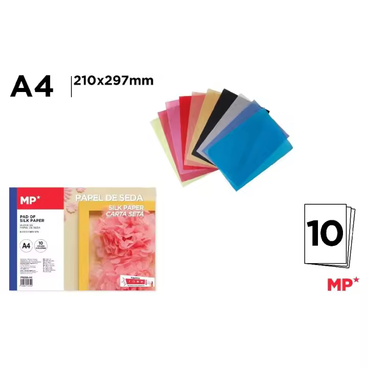 Mainpaper - Block de Papel de Seda A4 - 10 Hojas de Colores - 1