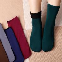 Calcetines De Veludo Grueso Para Invierno 1-5 Pares Calcetines Térmicos De Piso Para Mujer Y Hombre Color Sólido Calcetines De Cashmere - details 1