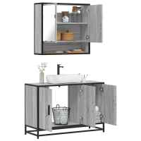 vidaXL Set de muebles de baño 2 pzas madera contrachapada en color Gris sonoma/Roble Sonoma/Marrón roble y más | almacenamiento funcional diseño moderno para baño dormitorio sala - details 0
