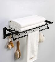 STARTELECTRIC - Toallero, Toalleros de Baño, Sin Taladro, Adhesivo para Baño, con 5 Ganchos, Toallero de Pared para Colgar en la Pared, 60cm Toallero Plegable de 90° Montado, para Baño y Cocina, Negro - MARCA ALLPERCOM - details 0