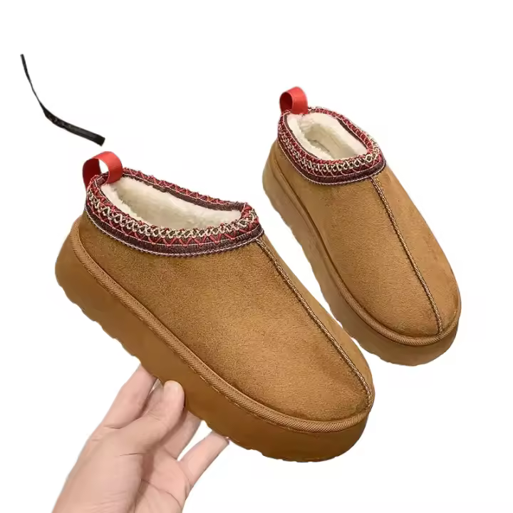 Botas De Nieve Para Mujer Calientes Con Suela Gruesa De Cachemira Zapatos De Algodón Sin Pelo Cubierto De Tacón Invierno 2023 - 1