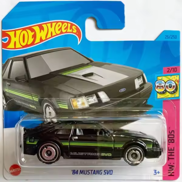 MATTEL : Hot Wheels - '84 Mustang SVO - Negro - HW The 80s - HKJ60-N521 - Coleccionable - Vehículo para jugar - Regalo Original - Edad recomendada mayores de 3 años - 1