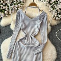 Vestido Largo De Mujer Con Cuello En V Y Manga Larga Blanco Elegante Con Cierre De Lazos Estilo Callejero Alta Moda Para Otoño Y Playa - details 23
