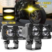 Faros Auxiliares LED Para Motocicleta 60W Lente Doble Luz Dual Color Blanca Y Amarilla Antiniebla Iluminación Motocicleta - details 0