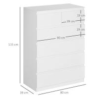 HOMCOM Cómoda 6 Cajones con Cierre Suave, Cómoda Dormitorio, Cajonera para Salón, Oficina, Estilo Moderno, 80x39x115 cm, Blanco - details 2