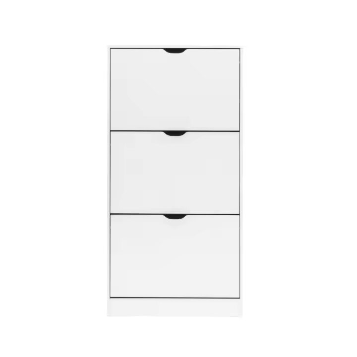 Rebecca Zapatero Muebles MDF Blanco 3 Puertas Ahorro Espacio para 12 Pares - 1