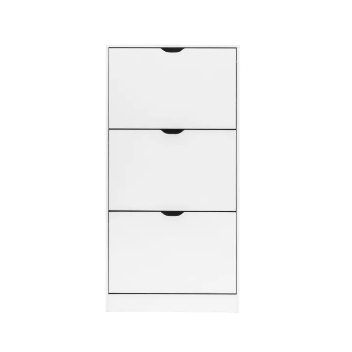 Rebecca Zapatero Muebles MDF Blanco 3 Puertas Ahorro Espacio para 12 Pares - 1