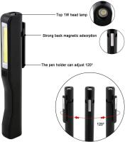 Linterna Taller LED Recargable, 2Pcs Linterna De Trabajo 300 Lumens LáMpara 3W Recargable Luz Intermitente SOS LáMpara De InspeccióN con Clip MagnéTico, Incluye BateríAs Y Cable Micro USB - details 2
