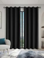 2pcs Cortinas 100% Negro Rotura Térmica Para Decoración Del Hogar Adecuadas Para Sala De Estar Dormitorio Cocina - details 10