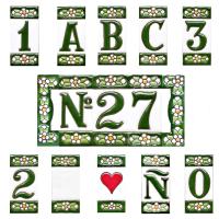 Azulejos de Cerámica Pintados a Mano VERDE-ARTE - Letras y Números Esmaltados - 7.5cm (3 Pulgadas) - details 0