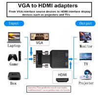 FGNS. VGA a HDMI Adaptador con Audio 1080P@60Hz, Conversor de PC Antigua a TV/Monitor con HDMI, Convertidor VGA Macho a HDMI Hembra Compatible para Ordenadores, Portátiles, PC, Proyectores,Monitores - details 0
