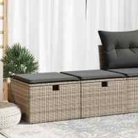 vidaXL Set sofás jardín y cojines 2 pzas ratán sintético acacia en color Negro y crema/Marrón/beige y crema y más | acolchados duraderos para sofás de jardín terraza exterior - details 3