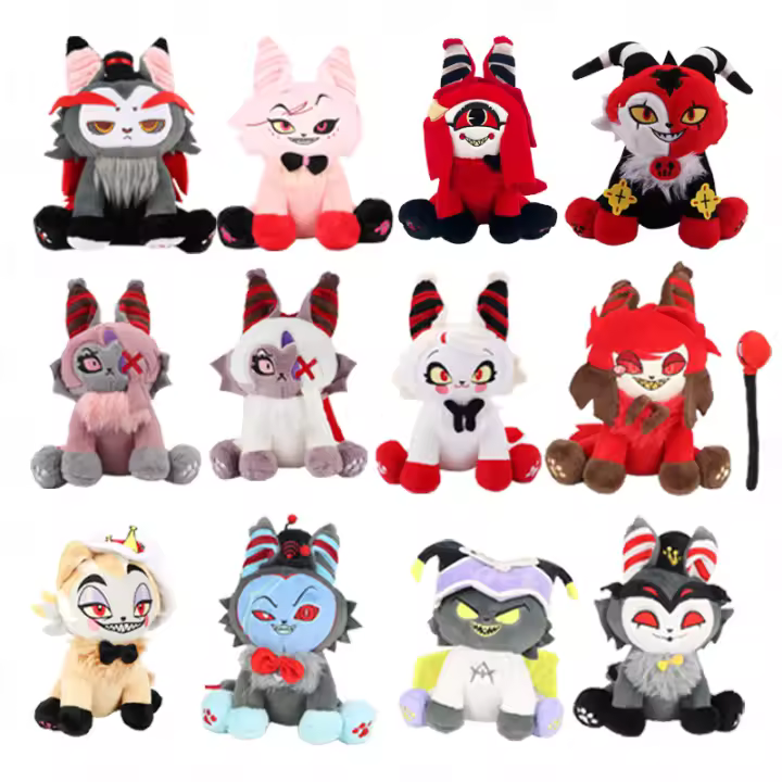 Muñeco De Peluche Hazbin Hotel Divertido Alastor Charlie Vaggie Adam Meow Suave Relleno De Algodón Regalo De Cumpleaños Para Niños - 1