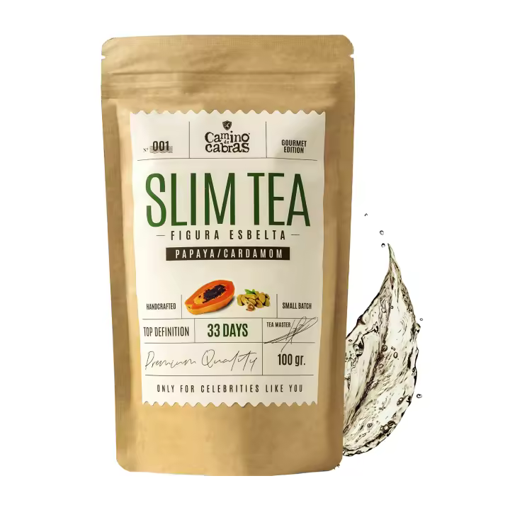 Slim Tea CAMINO DE CABRAS - Te Adelgazante Potente, Detox & Digestivo - Te Verde, Mate, Hibisco, Papaya, Cardamomo - 100g - 1
