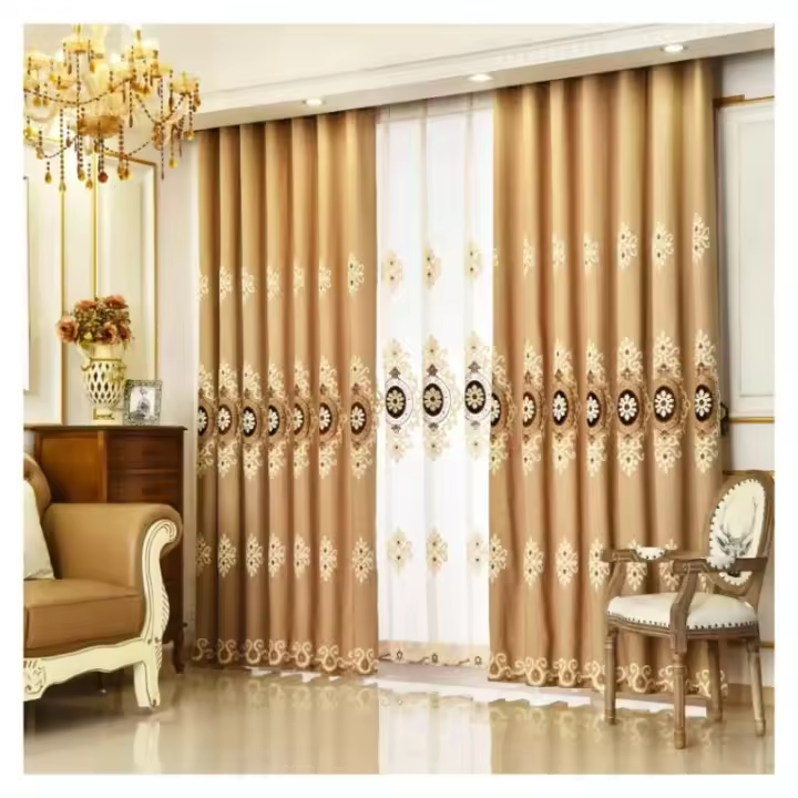 Cortinas Europeas De Tules Con Bordado De Girasoles Y Ceniza Para Sala De Estar Comedor Dormitorio Blanco Negro Cortina Translúcida Antipolvo - 1