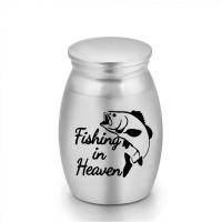 Caja De Memoria Para Mascotas Pequeñas Urnita De Acero Inoxidable Con Estampado De Pesca En El Cielo Para Perros Y Gatos Contenedor De Cenizas Con Tapa Fuerte - details 4